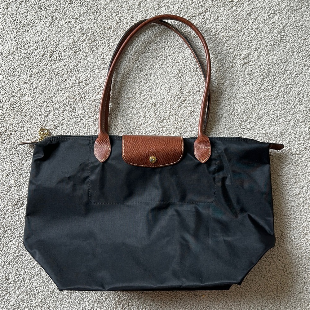 Longchamp Black and Brown Shoulder Bag